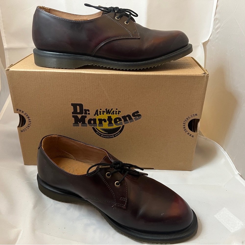 Dr Martens - Brook Leather 2-eye Oxford - Classic Rub Off Burgundy